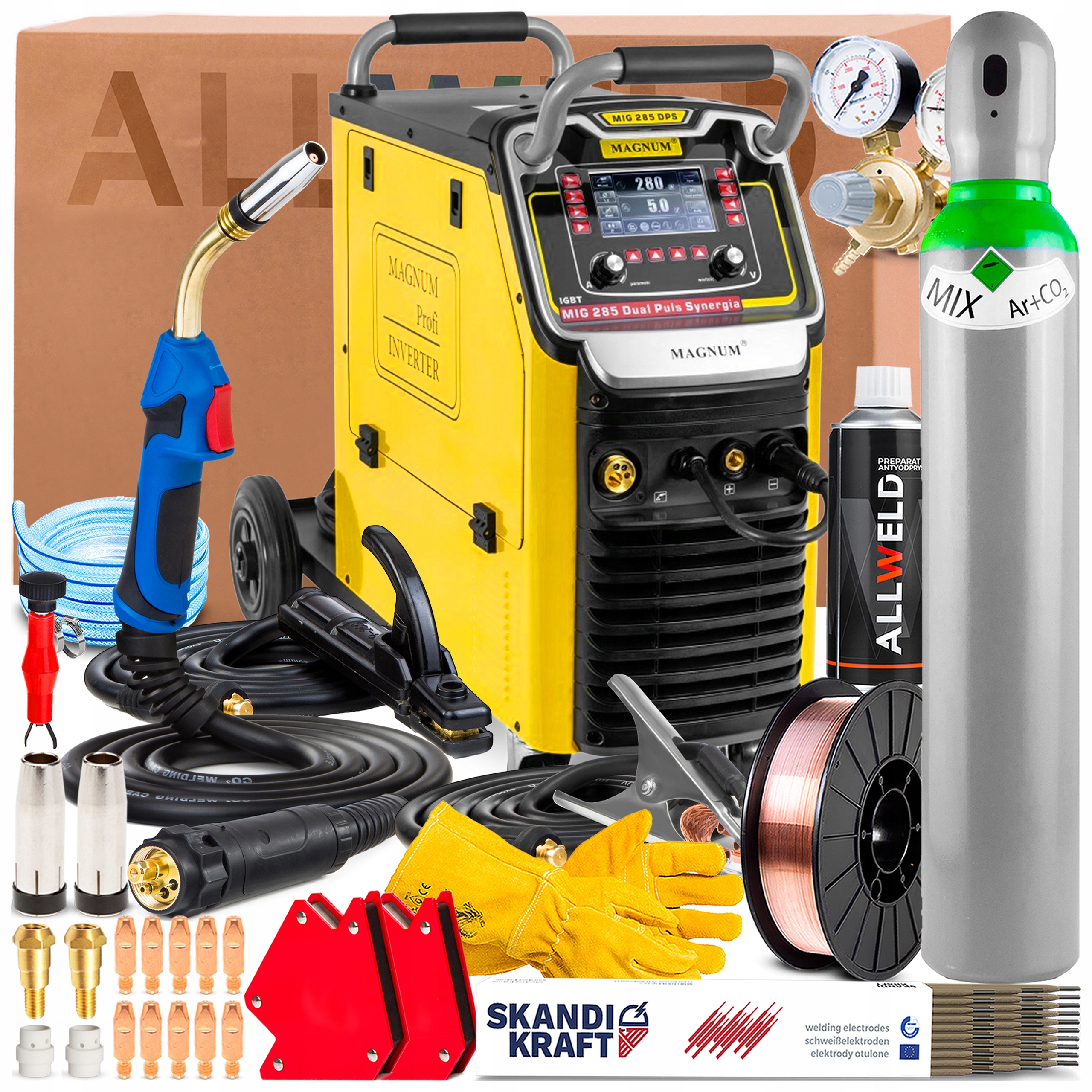 Poloautomatický Magnum Mig 285 Dual Puls Synergie 400V 280A Lutosvařování 4R Igbt