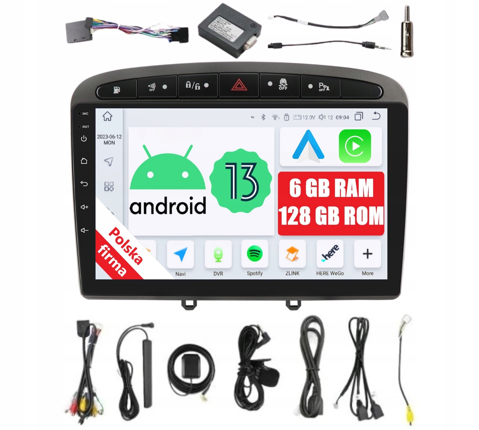 Rádio Navigace Android Peugeot 308 308SW 308CC Carplay Dsp 6/128 Gb Lte