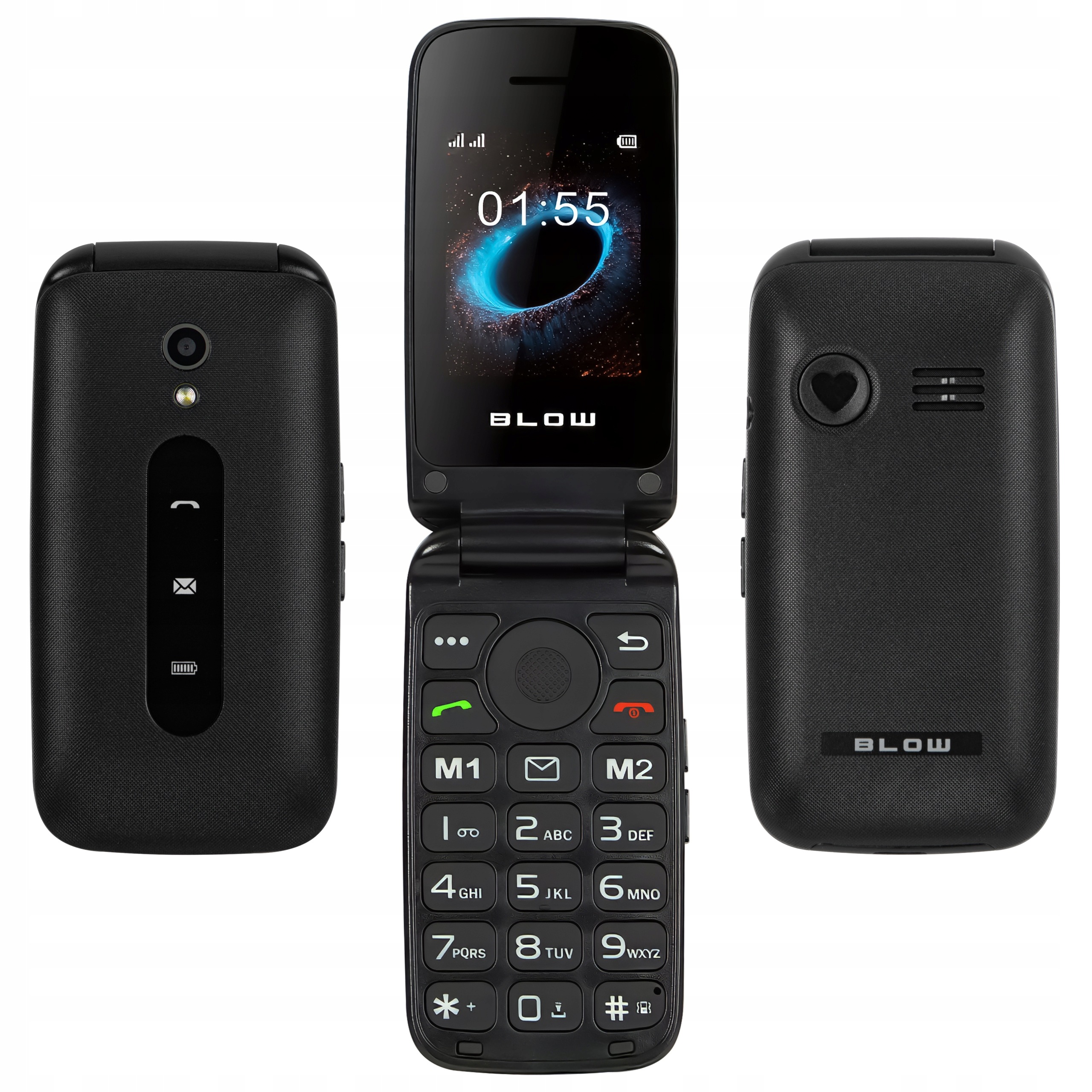 Telefon Komórkowy Dual Sim Klawiatura Z Klapką Prosty Bluetooth Dla Seniora