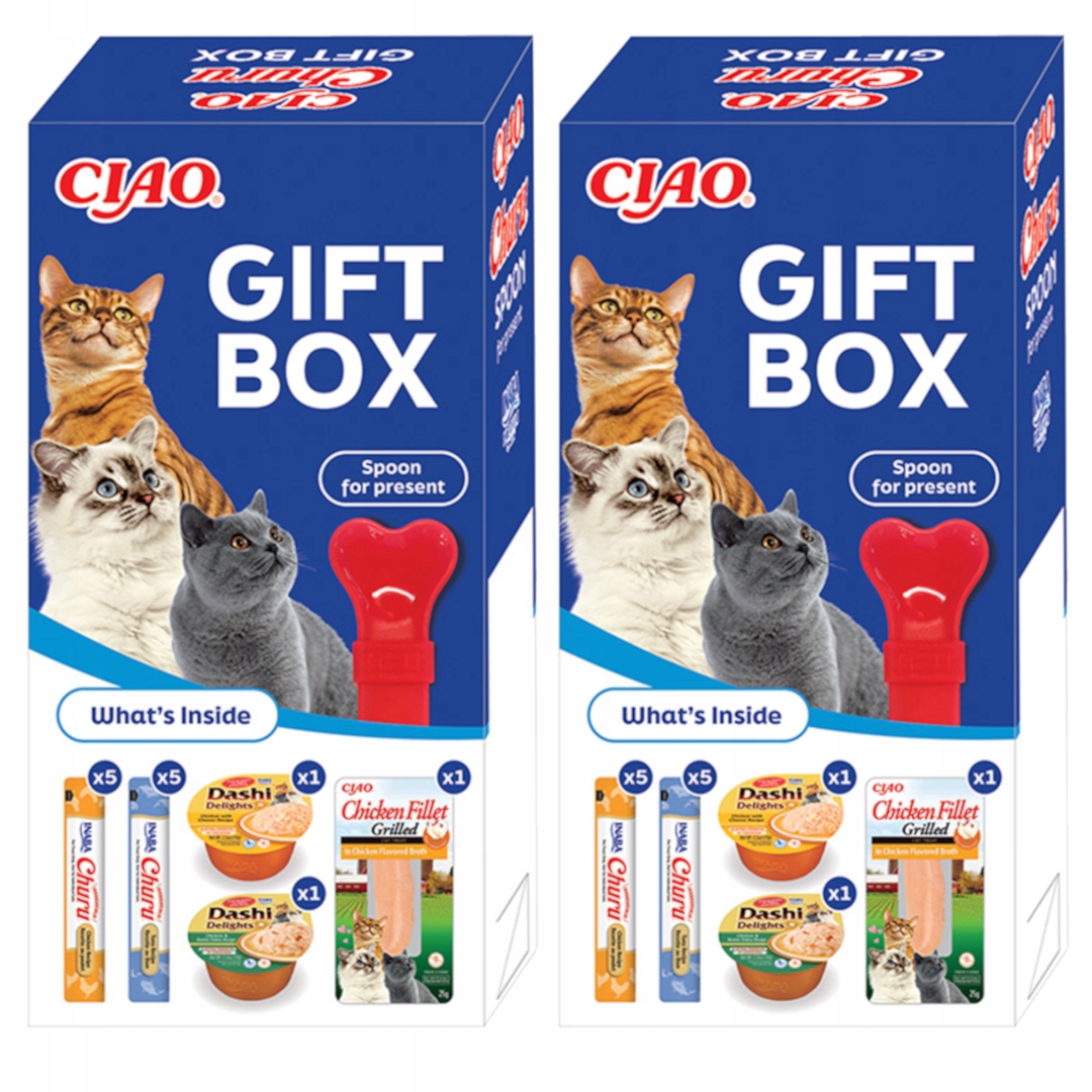 Inaba Cat Ciao Gift Box 2xSada 13 pochoutek Pro Kočky Churu Dashi a Filé