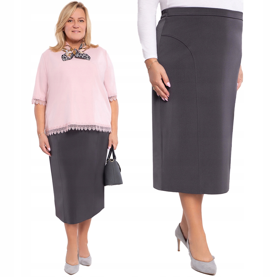 Klasická šedá sukně s prošíváním 54