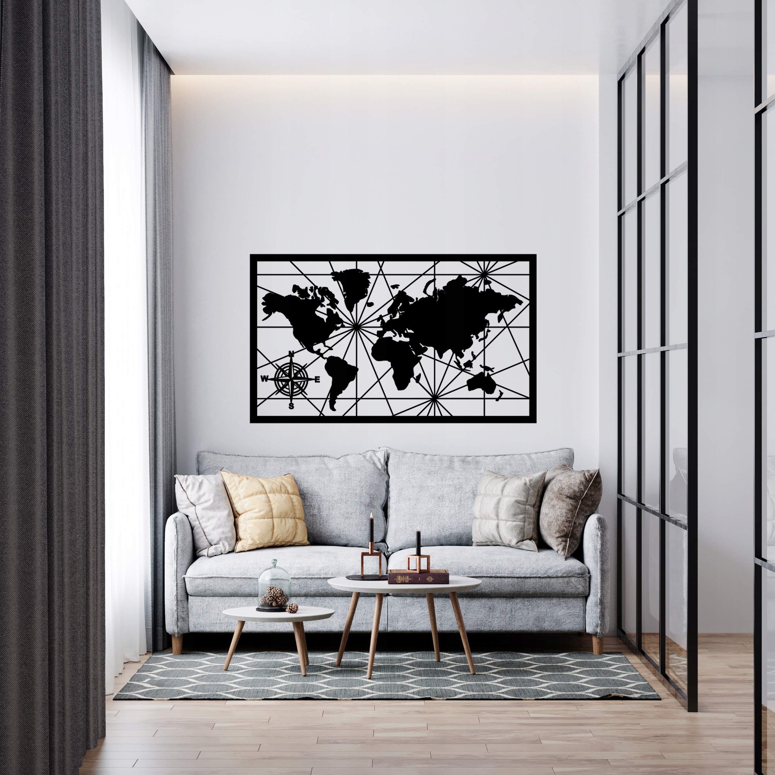 MAPA ŚWIATA NAKLEJKA obraz dekoracyjny A42 97x57 Szerokość produktu 57 cm