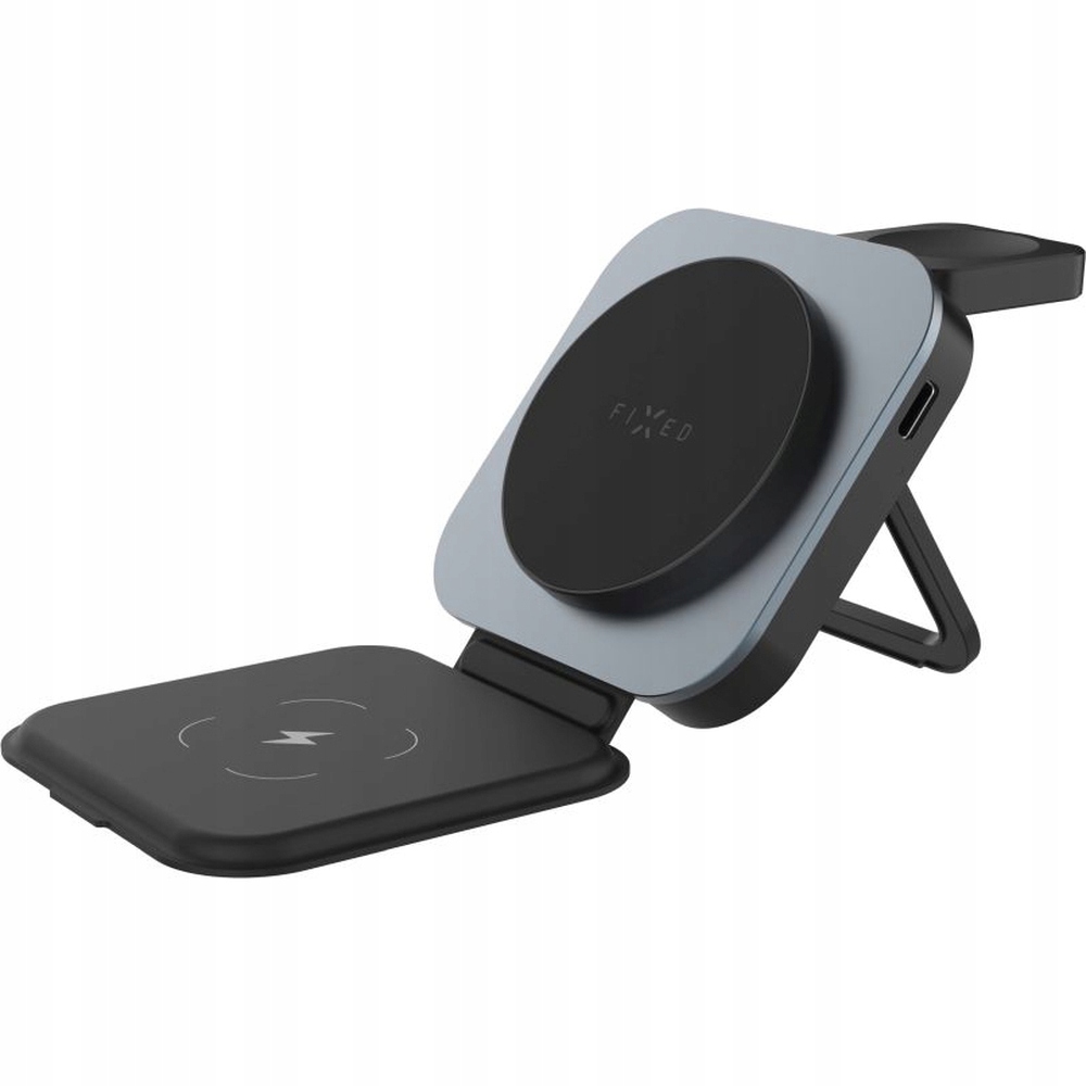 Ładowarka Fixed Ładowarka Indukcyjna MagFlex Alu 3 w 1 składana szara