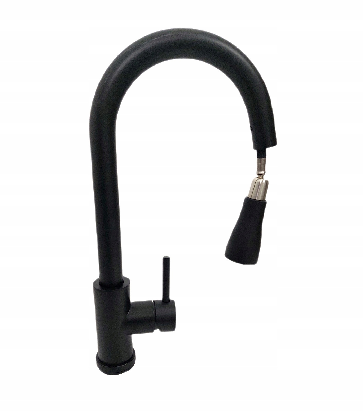 Bateria zlewozmywakowa kuchenna wyciągana obrotowa wylewka czarna