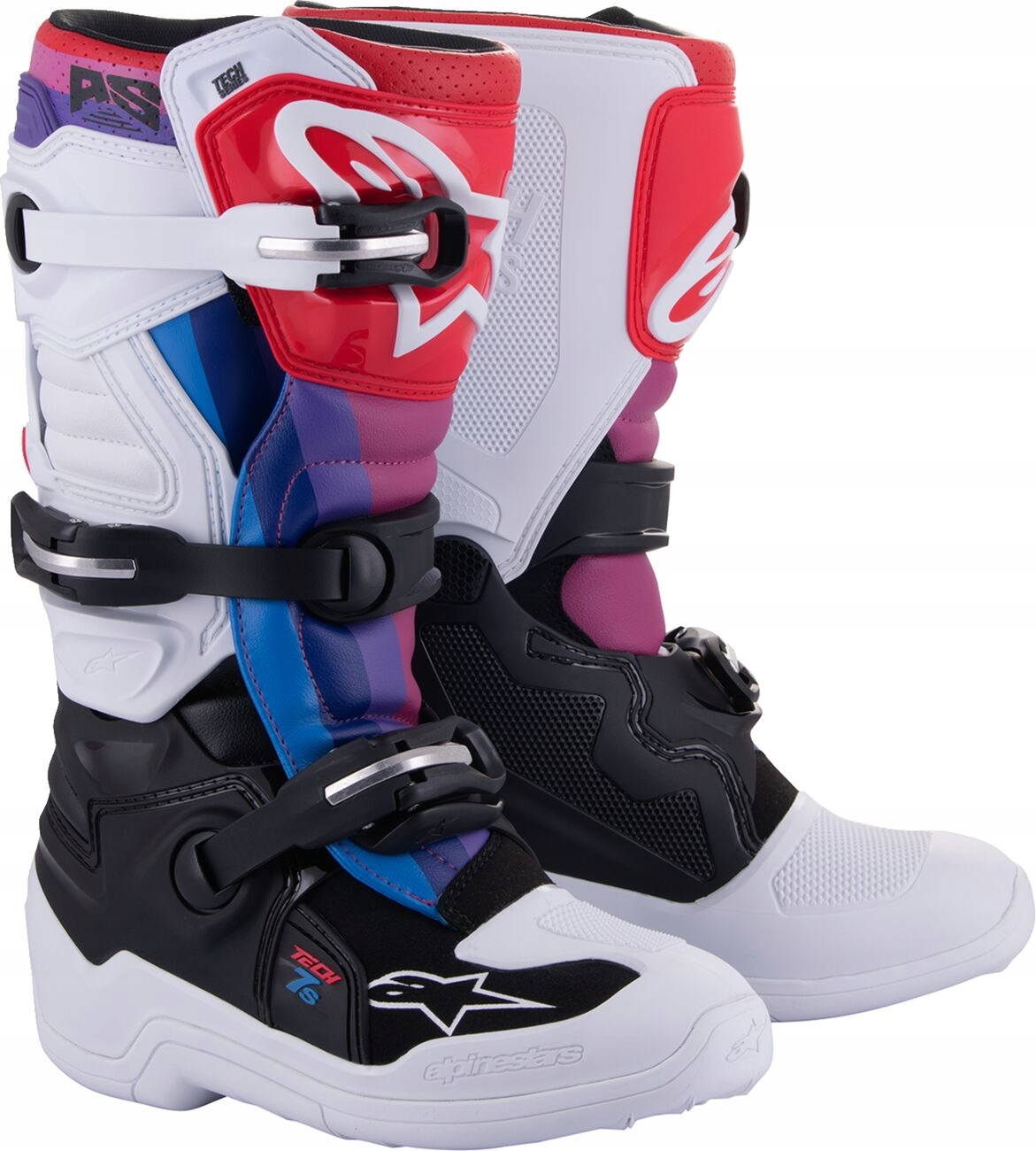 Obuv Pre Mládež Alpinestars TECH7S Youth White/black/rainbow 8 (42)