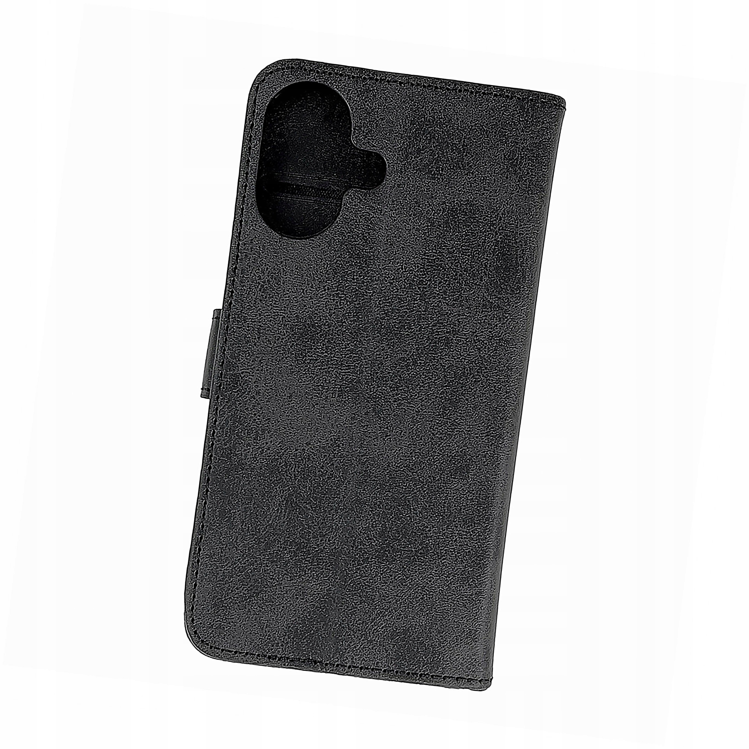 Etui z klapką Leather Book Case do iPhone 16 czarne