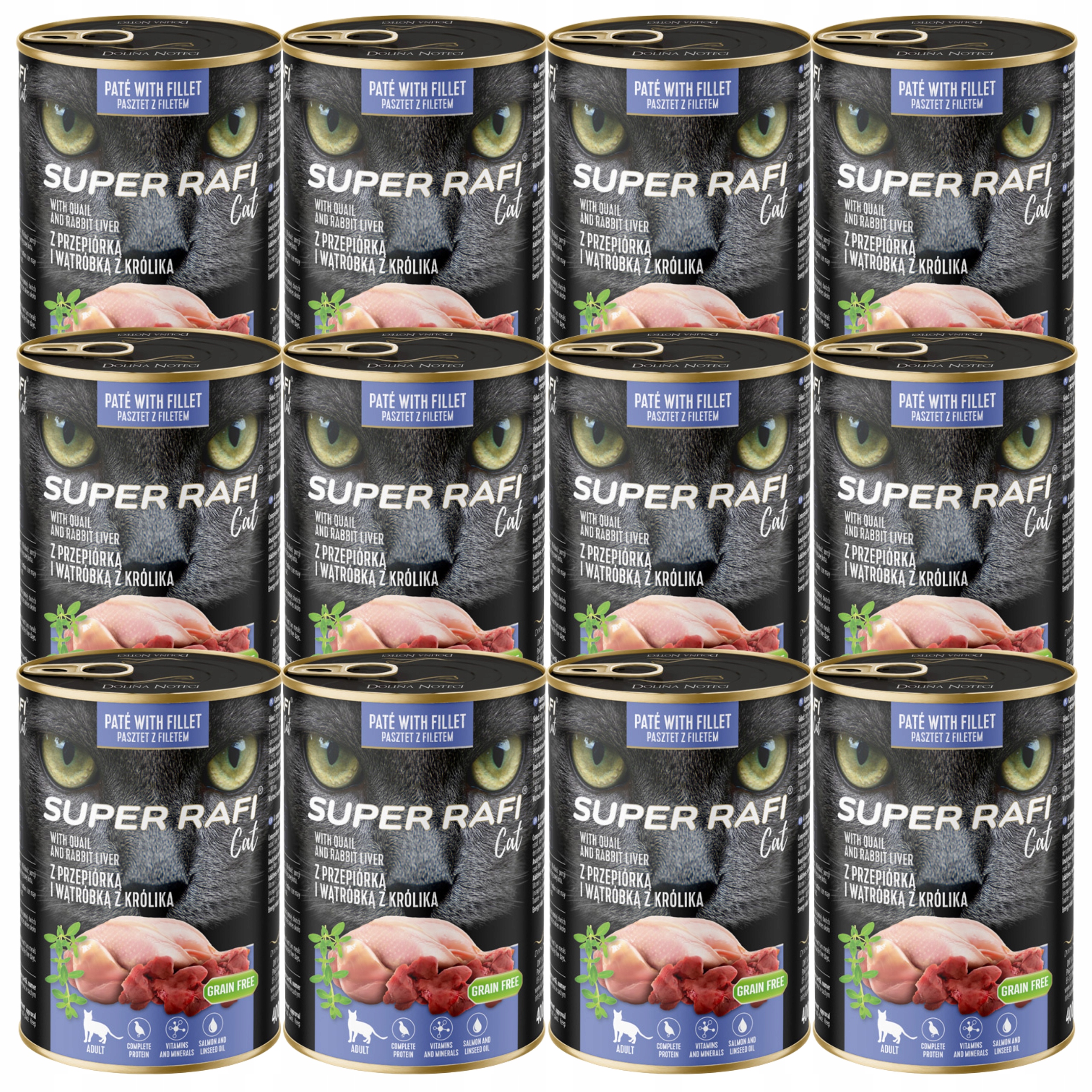 Levně Rafi Cat krmivo pro kočky Křepelka 12 x 400 g