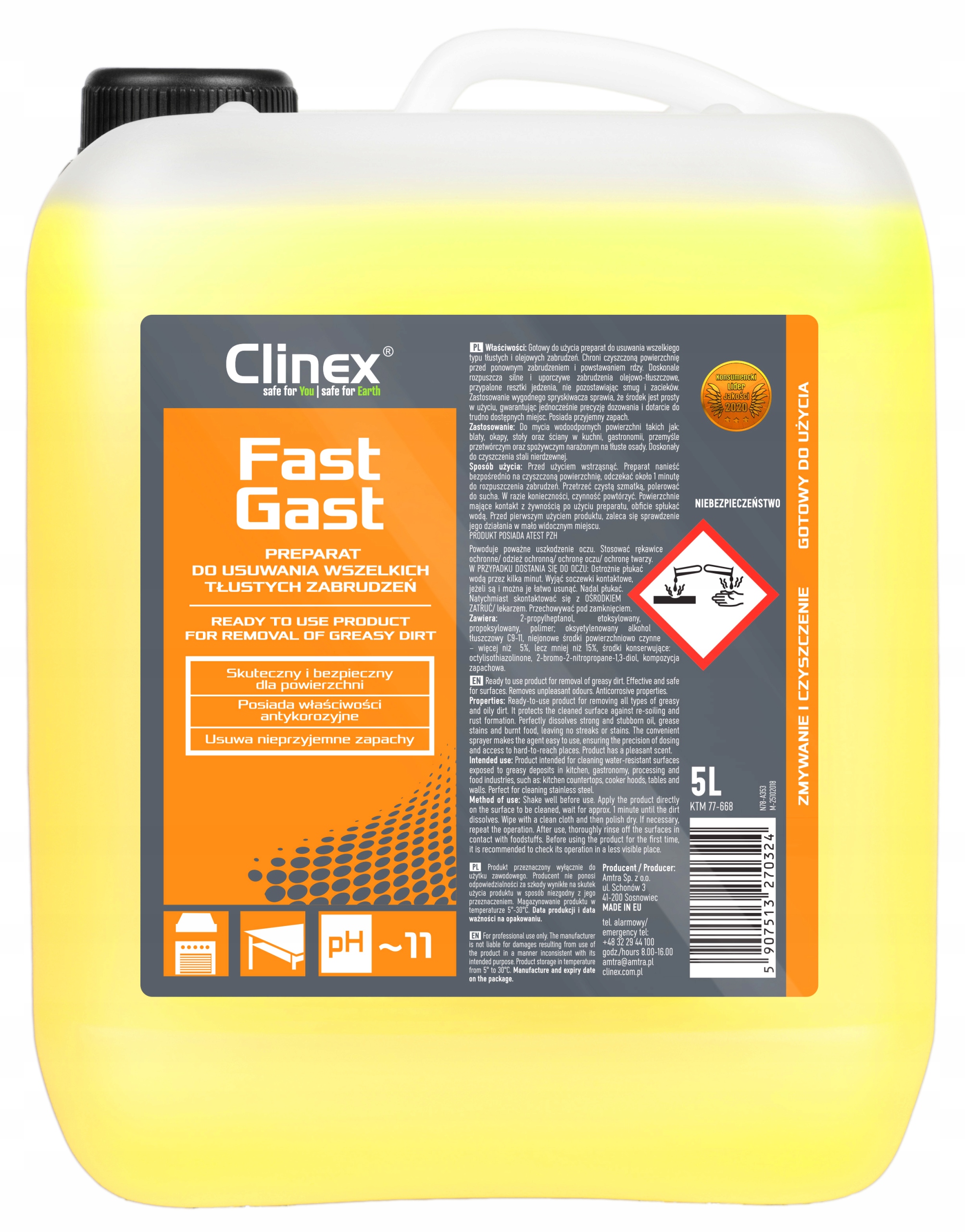 

Clinex Fast Gast Do Usuwania Trudnych Zabrudzeń 5L