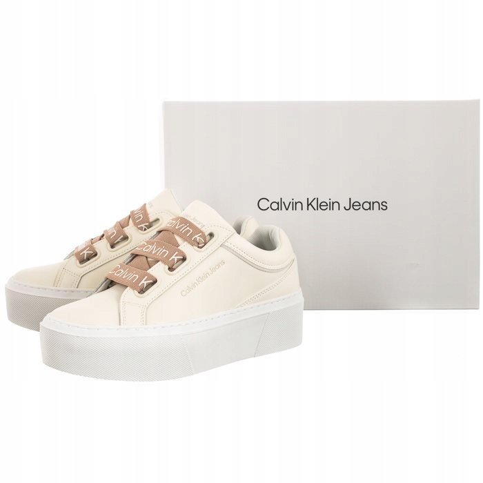 Buty Damskie Calvin Klein YW0YW00868 Beżowe Materiał wkładki tkanina