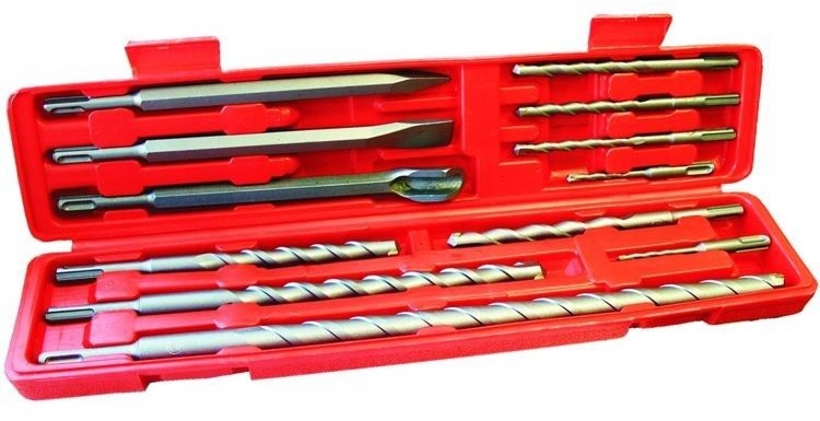 WIERTŁA I DŁUTA SDS DO BETONU ZESTAW 12 ELEMENTÓW