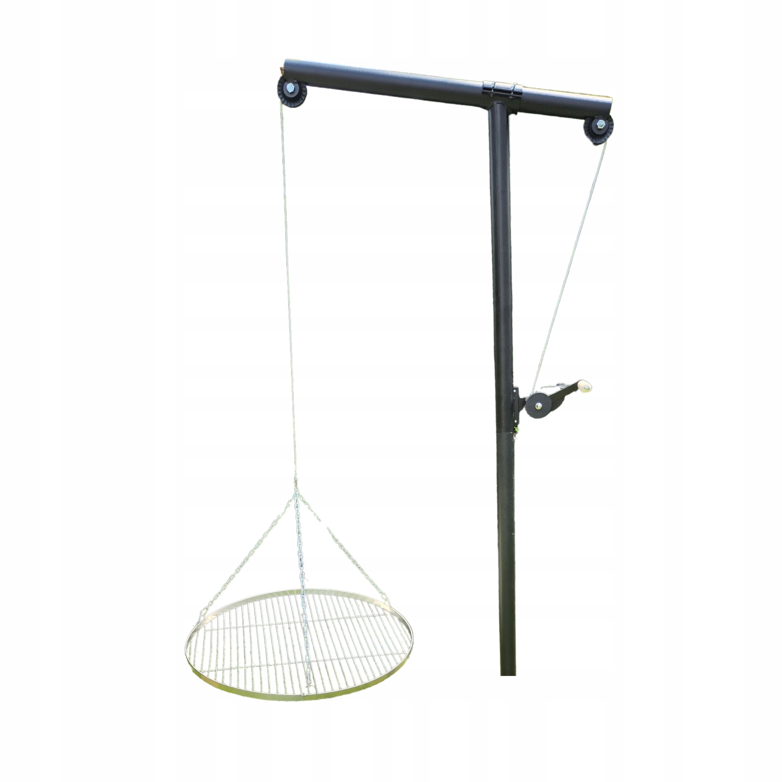 Grill ogrodowy na wysięgniku żuraw z rusztem długie regulowane ramie 60 cm