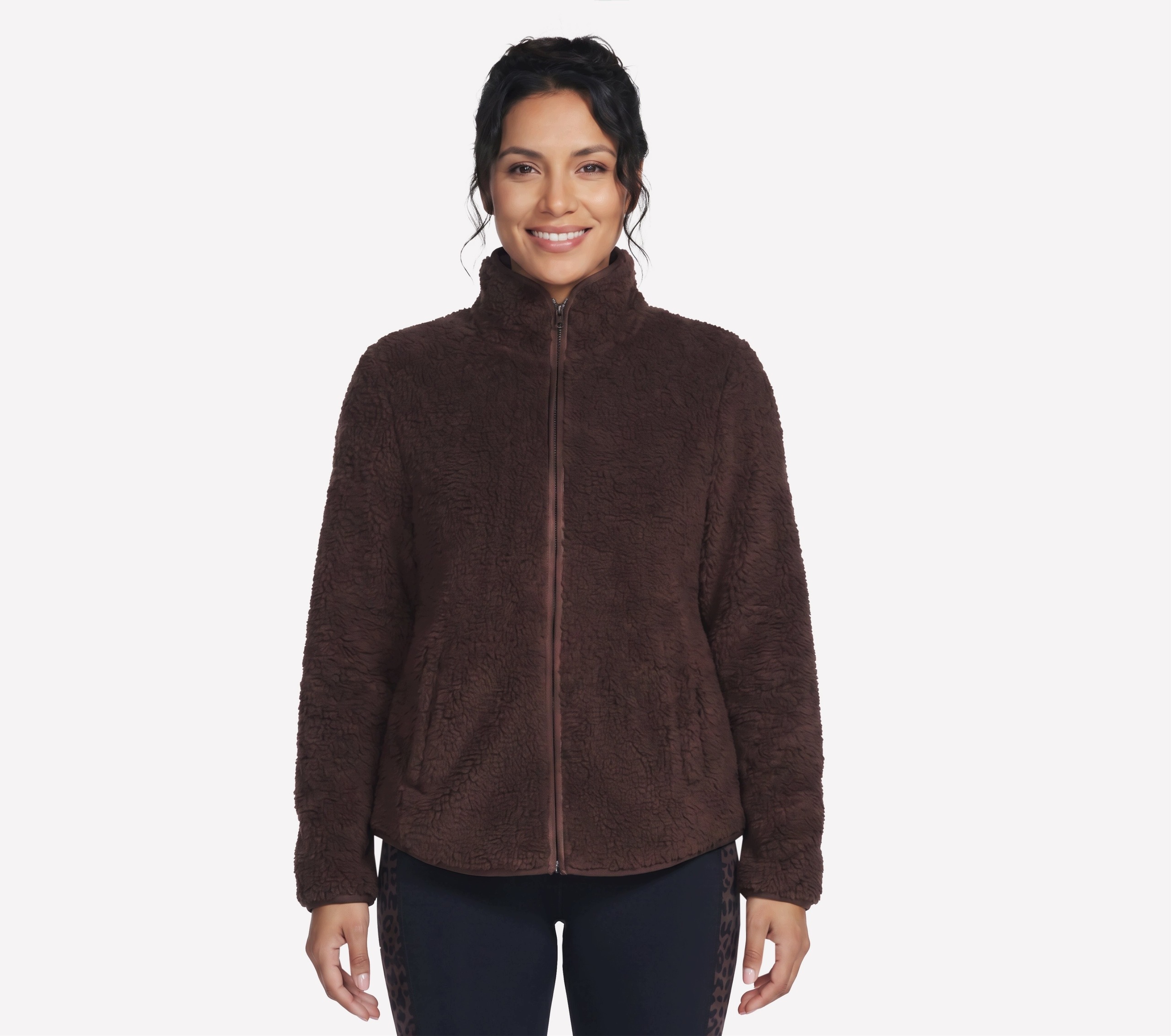 Mikina dámská Skechers Skech-Sherpa Jacket hnědá JA218 Coff