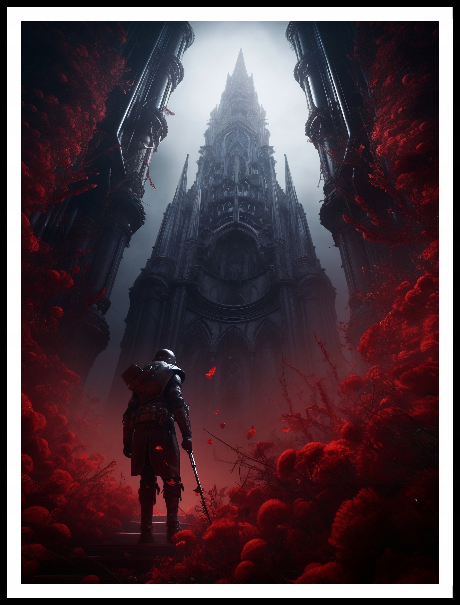 Plakat Obraz ElliveX Wrota Kwiaty Fantasy 30x40cm Wysokość produktu 40 cm