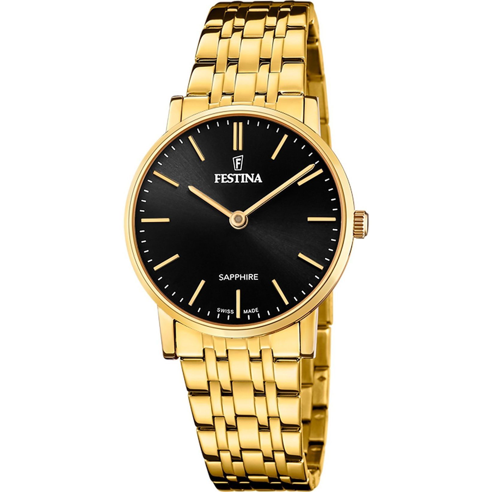 Festina Swiss Made 20048/4 dámské zlaté hodinky na náramku s černým tarem