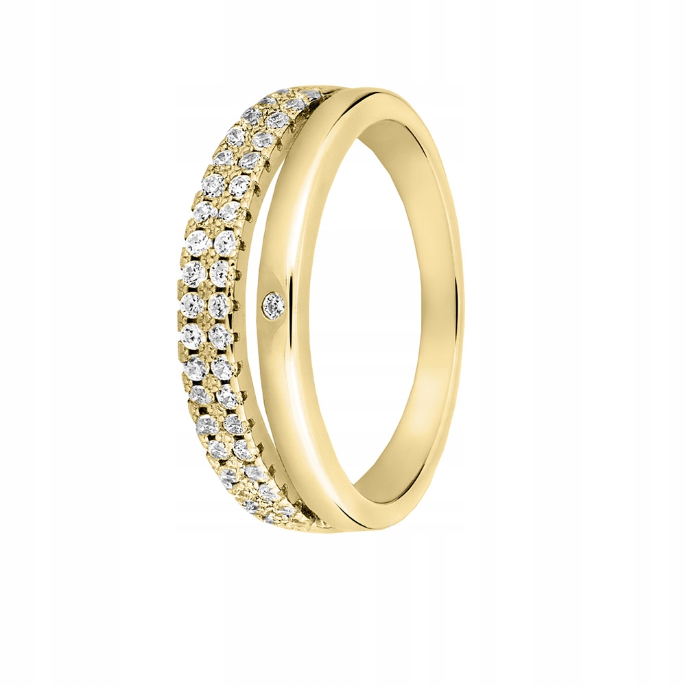 Pierścionek Pozłacany Podwójny z Cyrkoniami 16 Srebro 925 18K Sadva