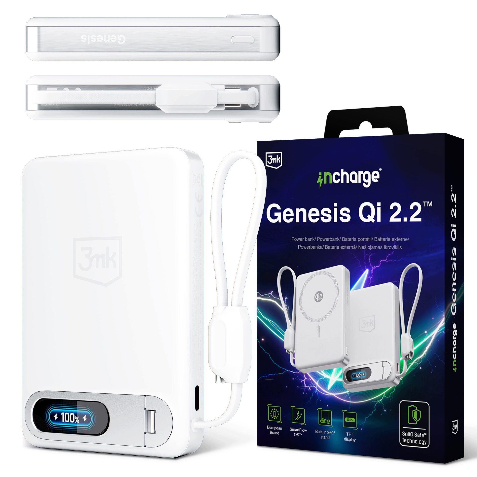 Powerbank 10000 mAh z MagSafe Usb-c PD45W 3mk incharge Genesis Qi 2.2 White