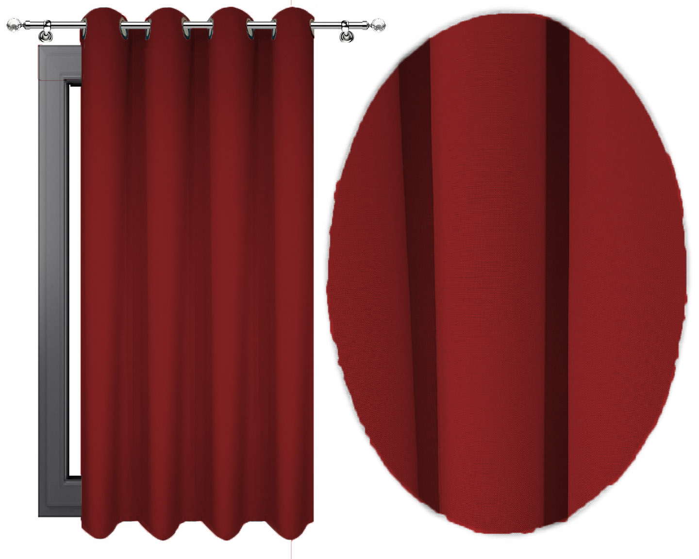 MATOWE ZASŁONY GOTOWE NA PRZELOTKACH 140x250 BORDO Wzór gładki