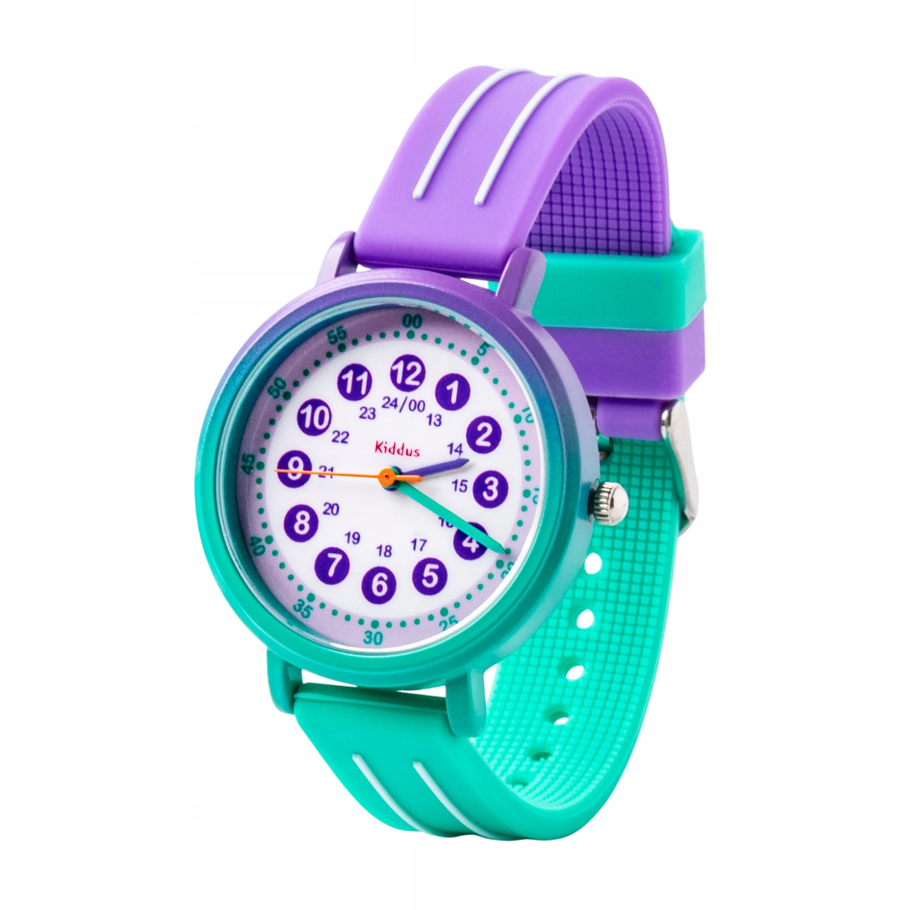 Kiddus dětské hodinky Time Teacher Gradient Purple Green