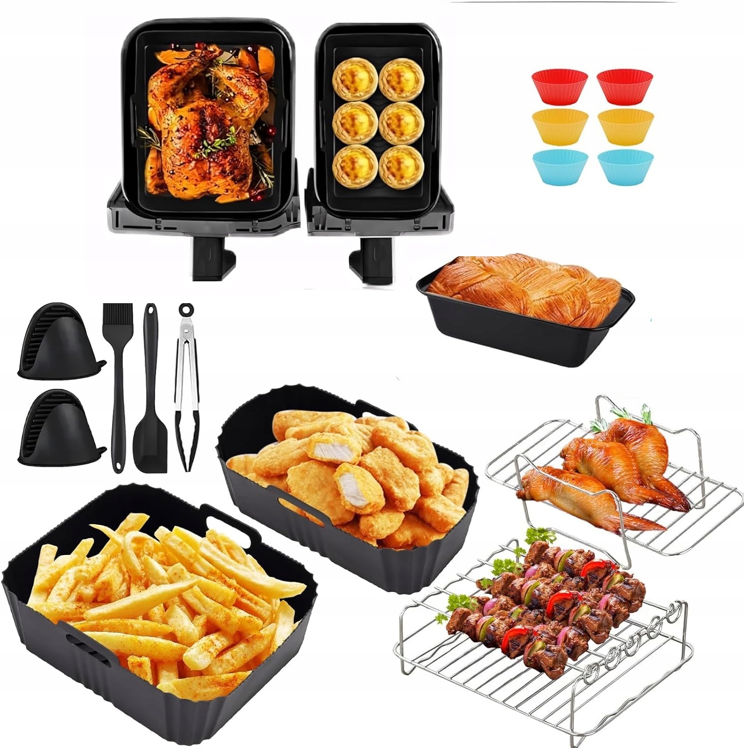 Velká sada příslušenství pro airfryer formy a akcesoria
