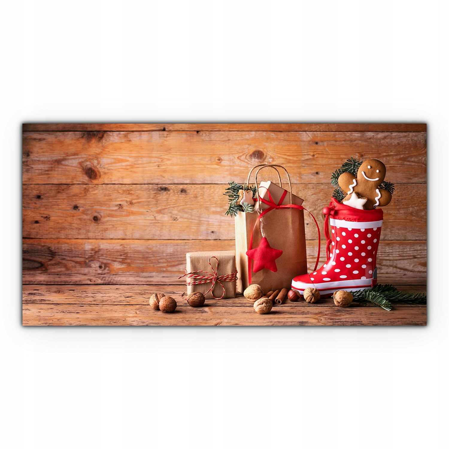 

Obraz szklany Prezenty orzechy piernik 140x70 cm