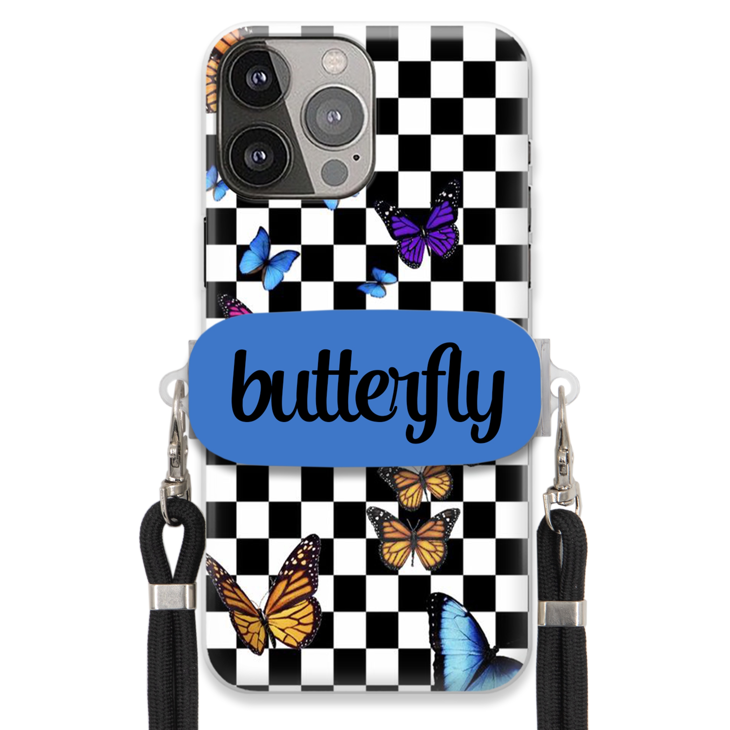Pouzdro Pro Iphone 13 Pro Max Case Obdélníkový Držák Smyčky Butterfly Motýli