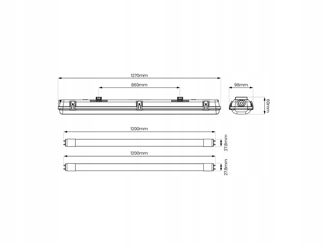 Oprawa hermetyczna LED NW 120 cm 36W do magazynu Żywotność 30000 h
