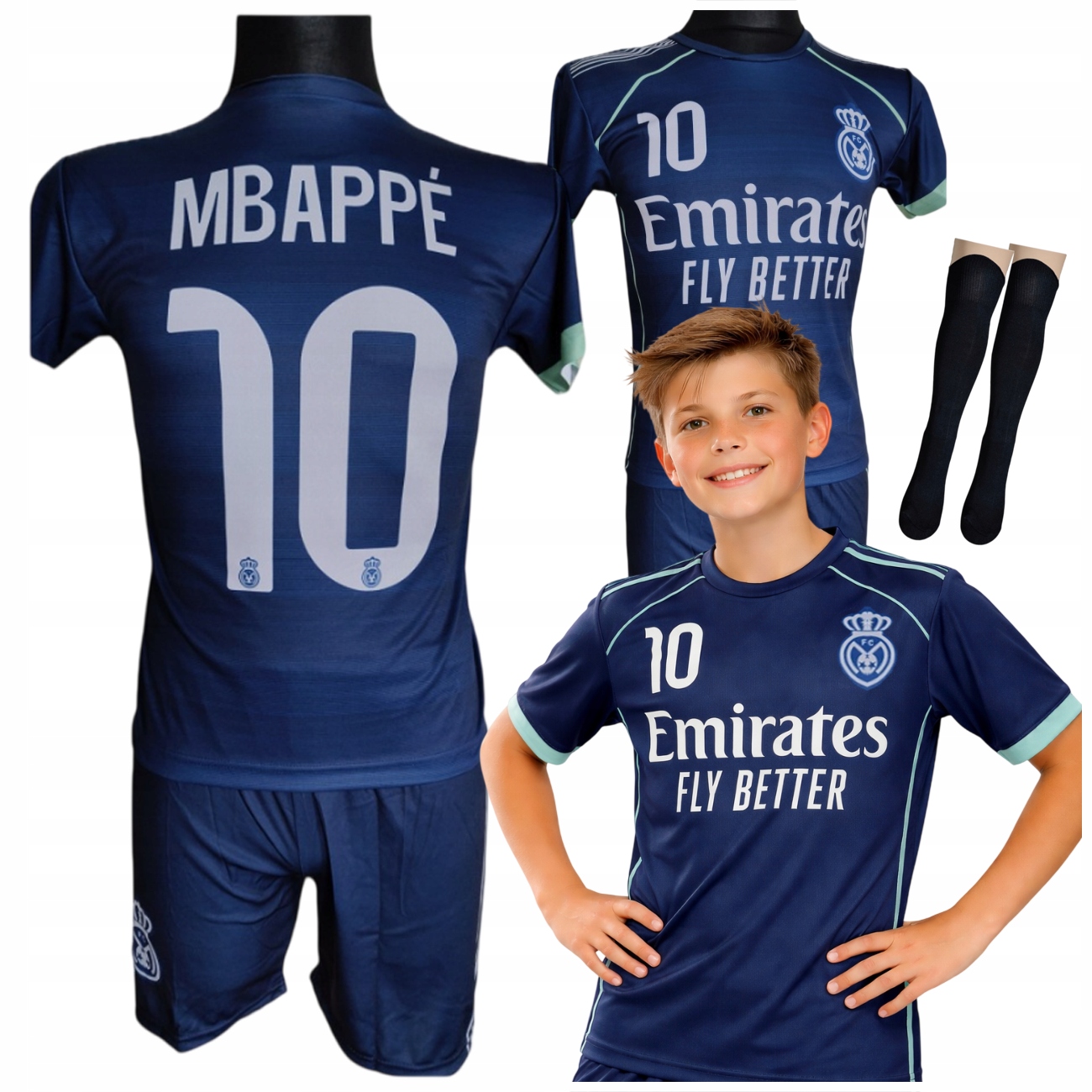 Koszulka Spodenki Komplet Kylian Mbappe 116 Strój Piłkarski Getry Trening