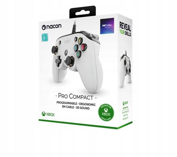 Pad Kontroler Nacon Compact Pro Xbox X S One Pc Dolby Atmos Kabel 3M Biały
