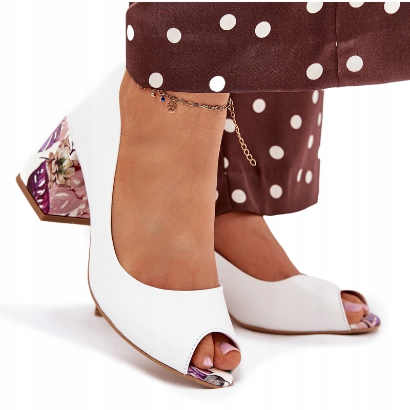 Kožené Lodičky Lewski Shoes 2608/K Bílé 40