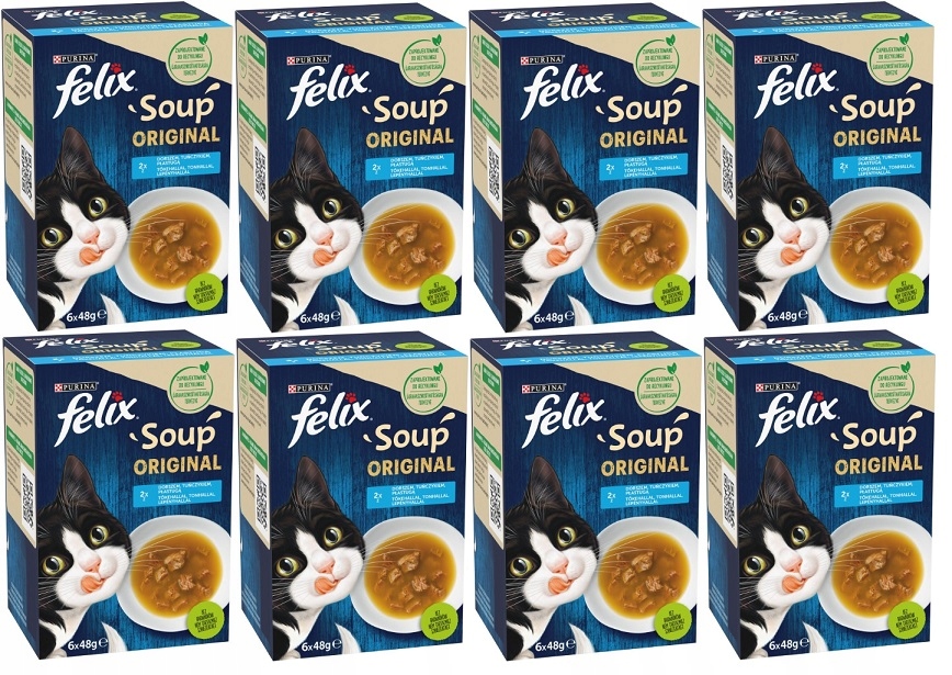 Levně Felix Soup Original polévka pro kočky Rybí příchutě 48x48g