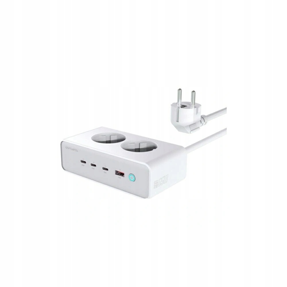 Prodlužovací Kabel 4smarts 6v1 2xAC Usb-a 3xUSB-C 65W GaN bílý