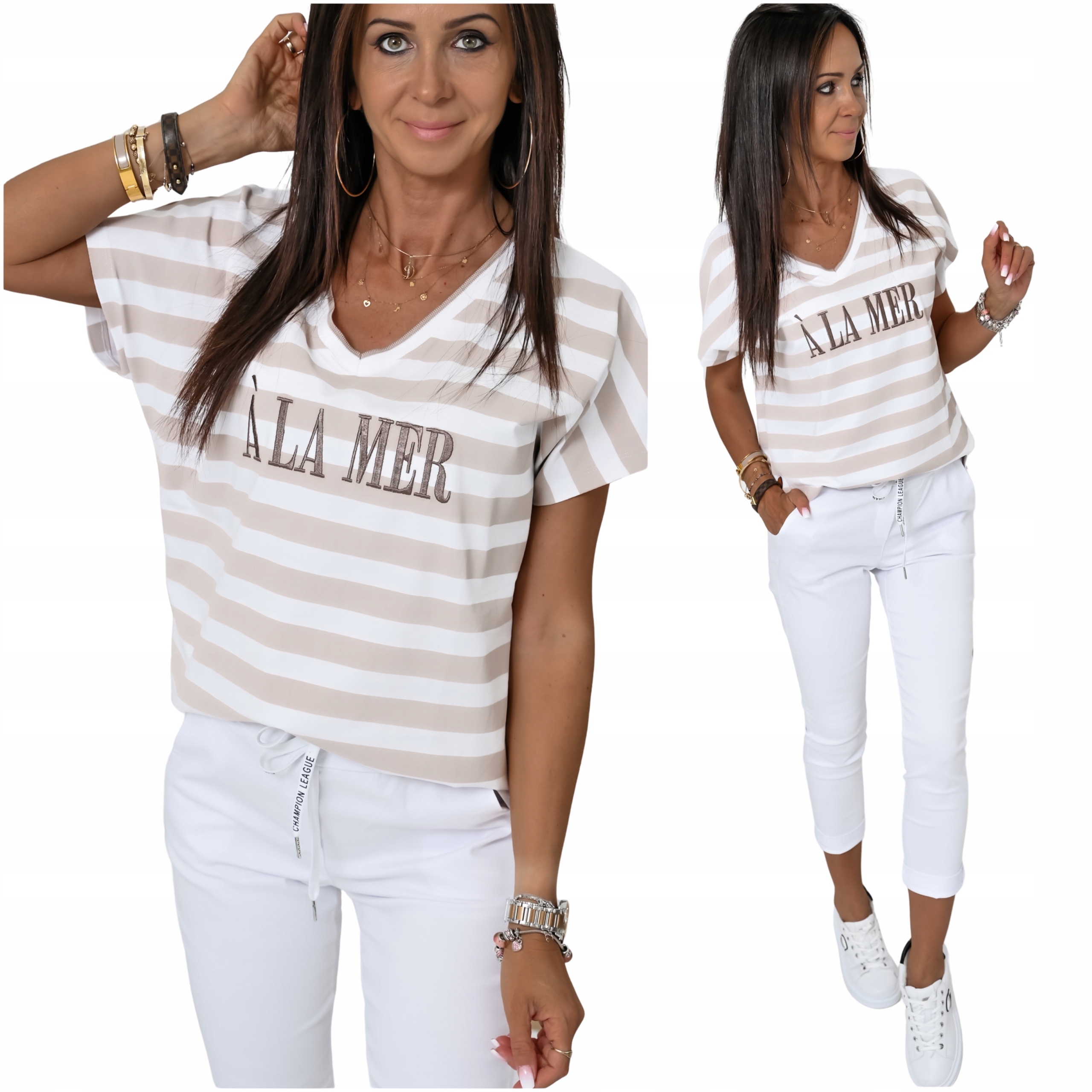 Casualowa Stylowa Letnia Bluzka W Paski A'la Mer! WZ.1