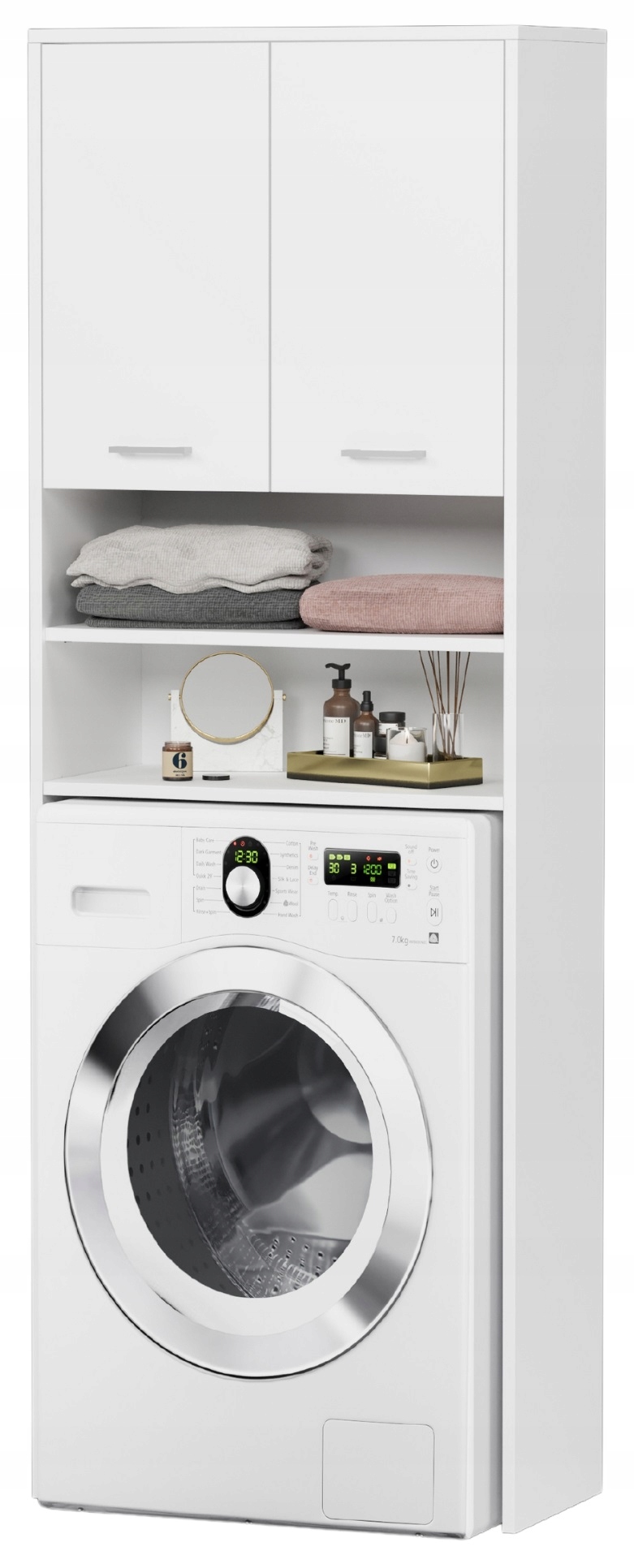 Regał łazienkowy na pralkę biały 180x69x30 półki wysoki L-64