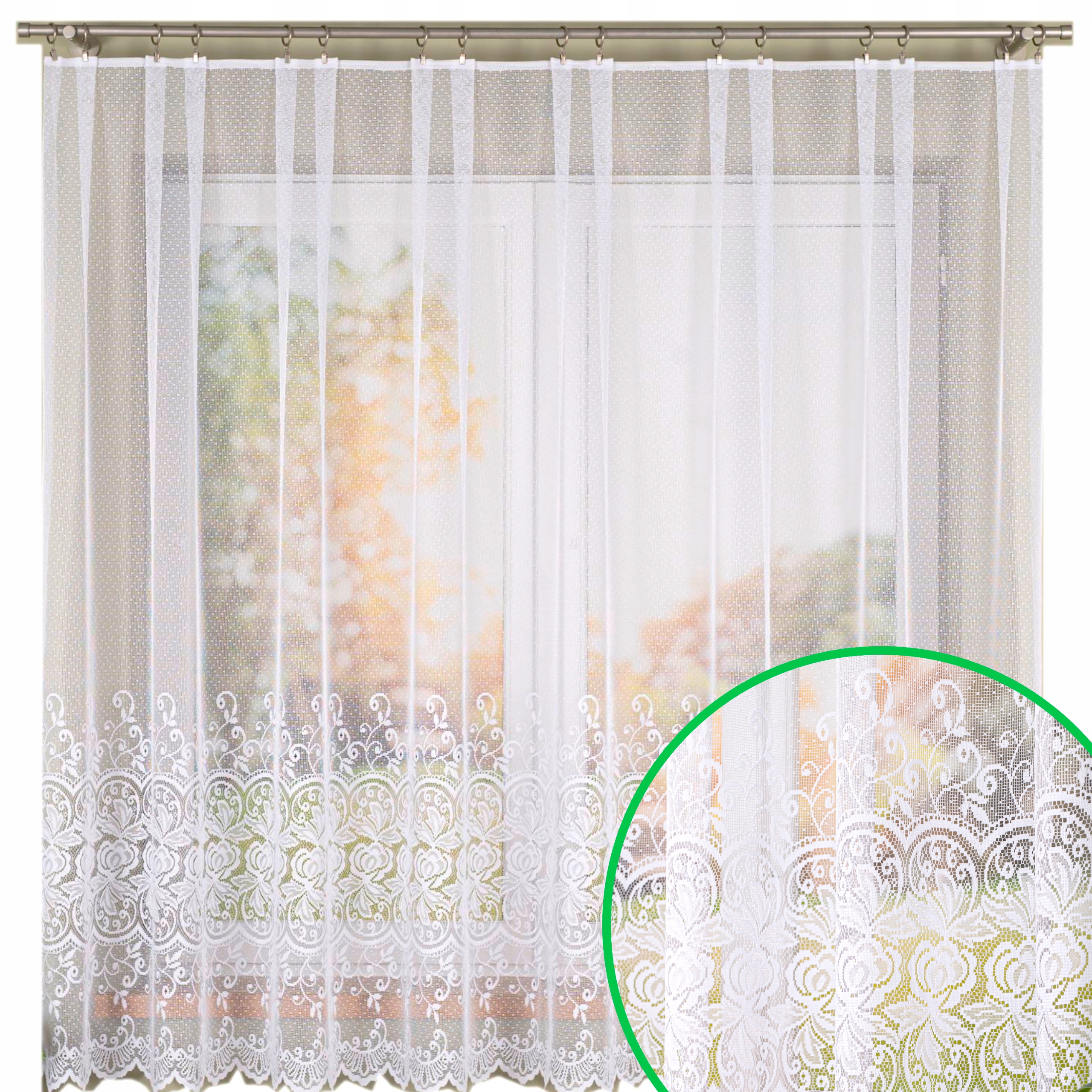 Firanka Gotowa Premium Biała Do Pokoju Salonu Różyczki 450x180 CM Krótka