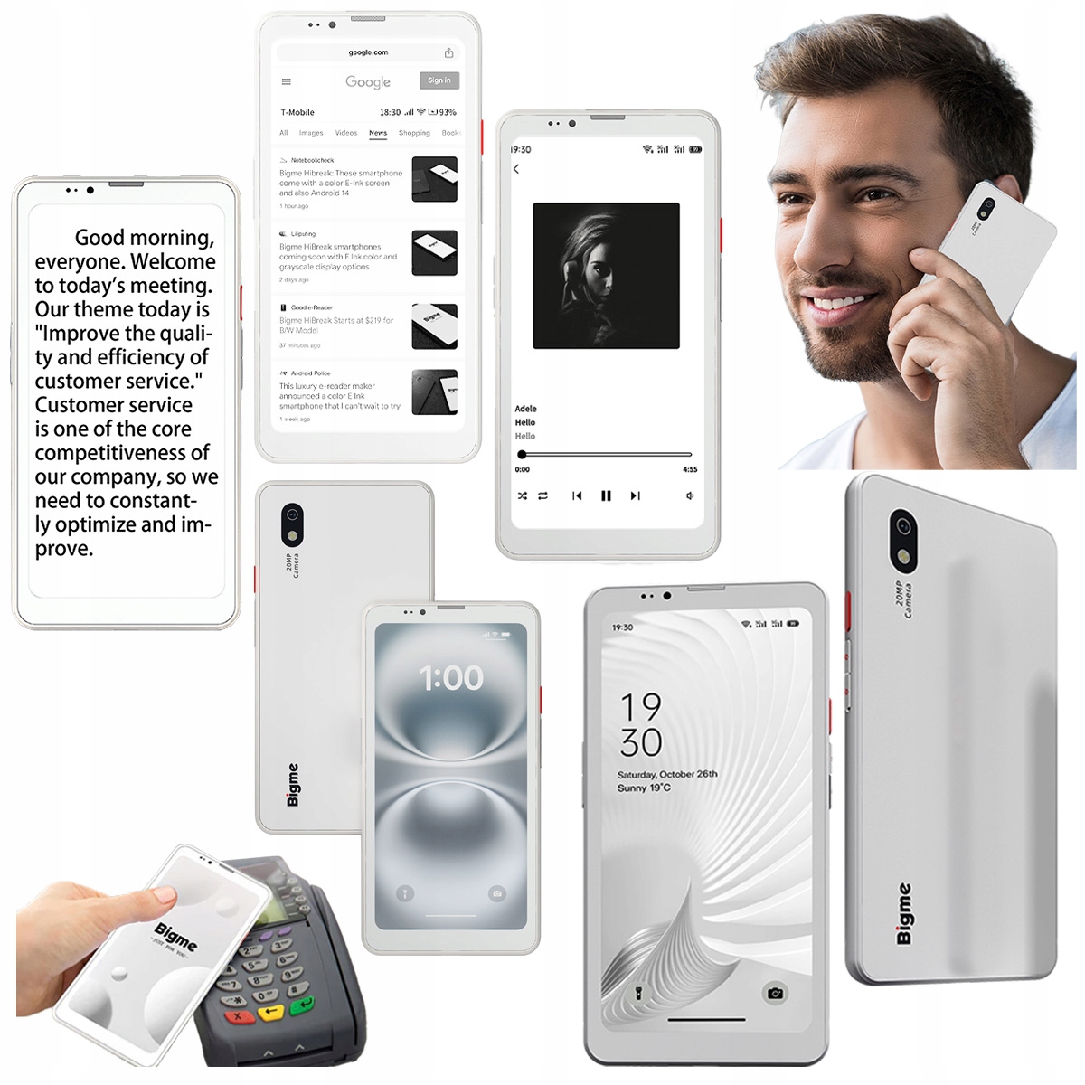 Bigme Hibreak Pro 2v1 Čtečka E-kniha Smartphone černo-bílý 6,13" 8/256 Gb