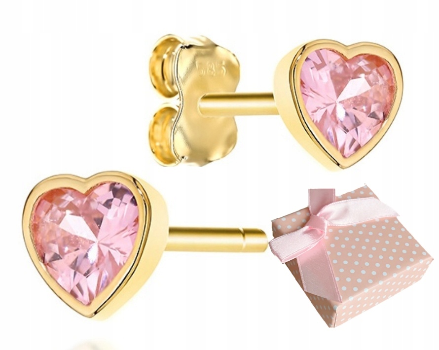 ZŁOTE KOLCZYKI 585 DZIECKO DZIEWCZYNKA serce serduszka chrzest komunia