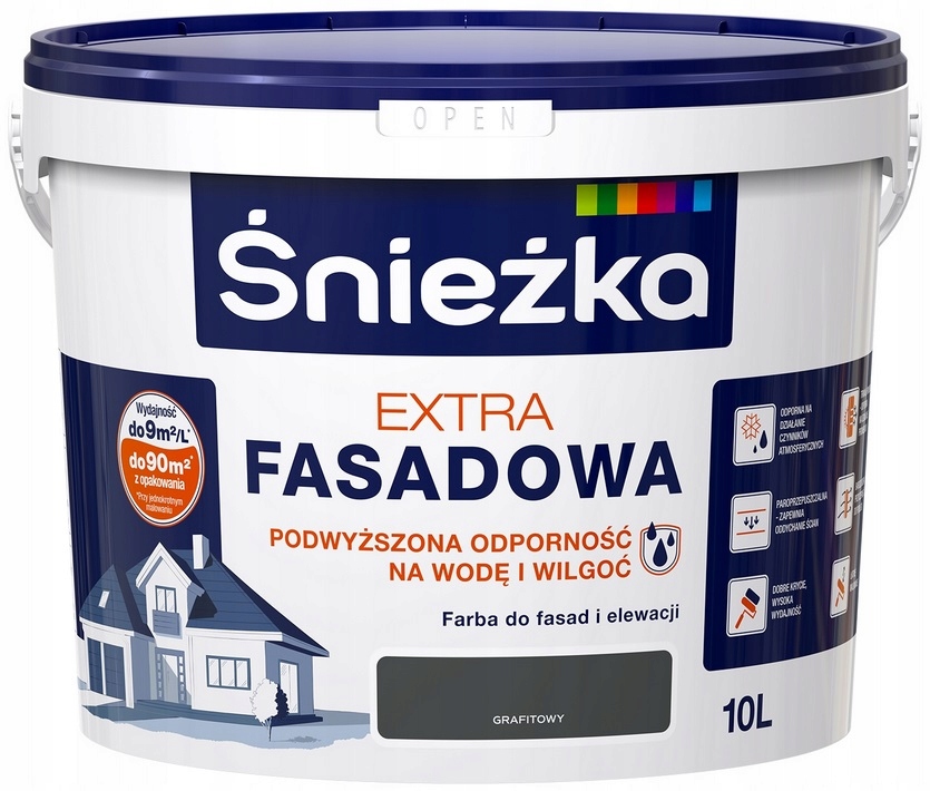 ŚNIEŻKA EXTRA FASADOWA FARBA GRAFITOWA 10L Rodzaj fasadowa