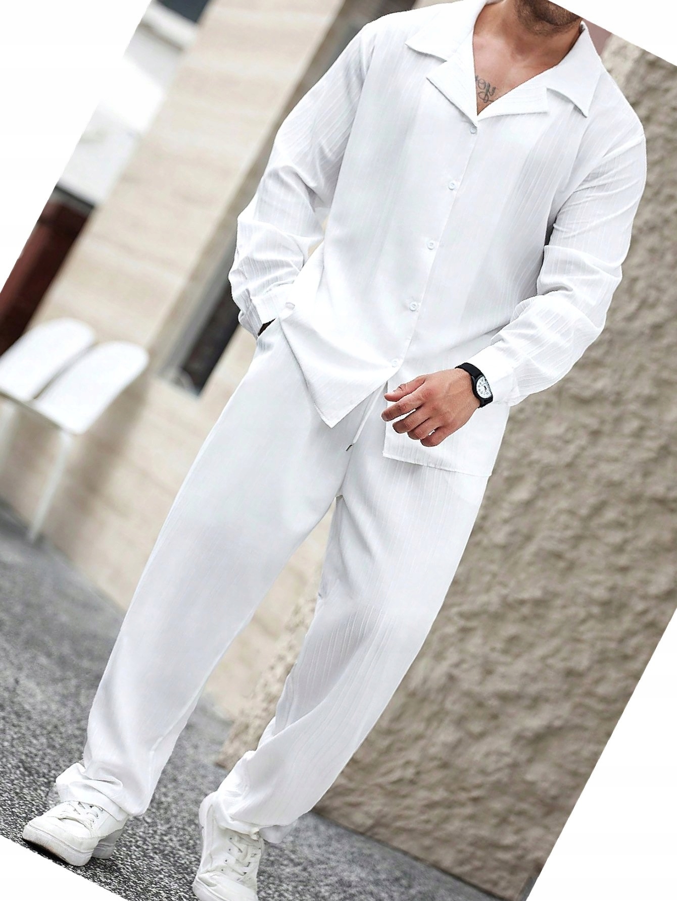 Pánský komplet Denní kalhoty Bílá Košile Letní 5XL