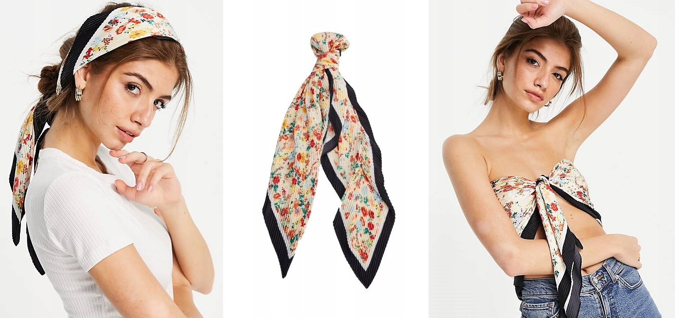 

Mango Plisowana Chusta Apaszka Szal Floral Print
