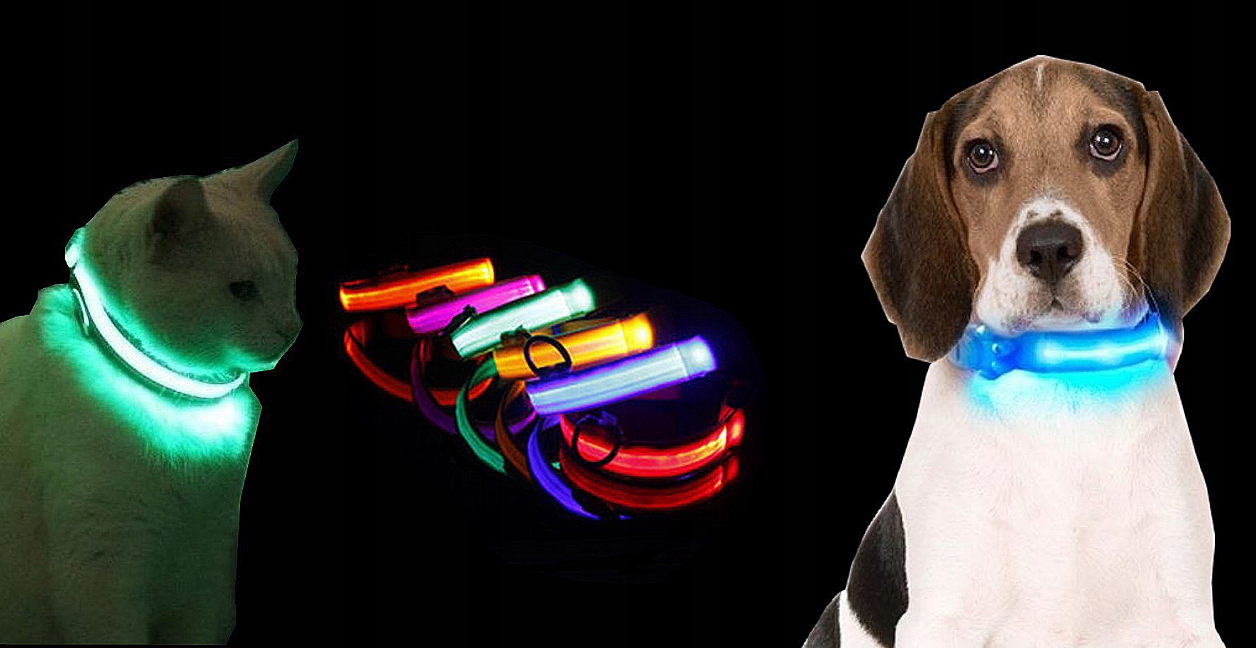 ŚWIECĄCA OBROŻA LED DLA PSA KOTA PARCIANA KOLOROWA 3 Fazy Świecenia Roz: XL Model Led