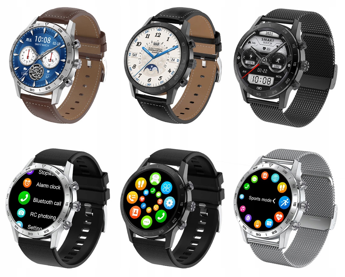 ZEGAREK SMARTWATCH SHD CIŚNIENIOMIERZ EKG PULSOMETR ROZMOWY 2PASKI J.POLSKI Materiał paska skóra ekologiczna