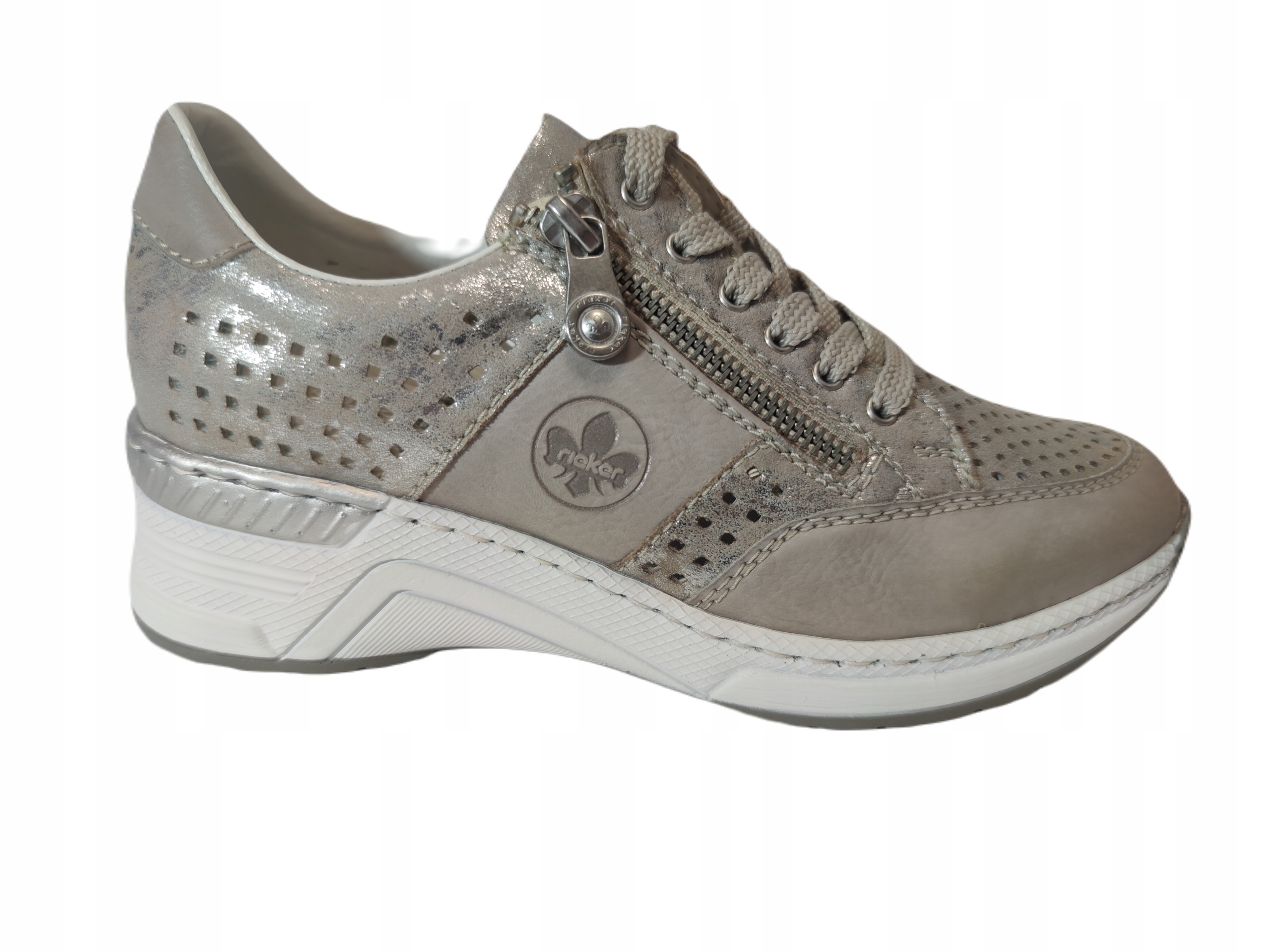 RIEKER sneakersy ażurowe N4327 metalic r.38 EAN (GTIN) 4059954760979