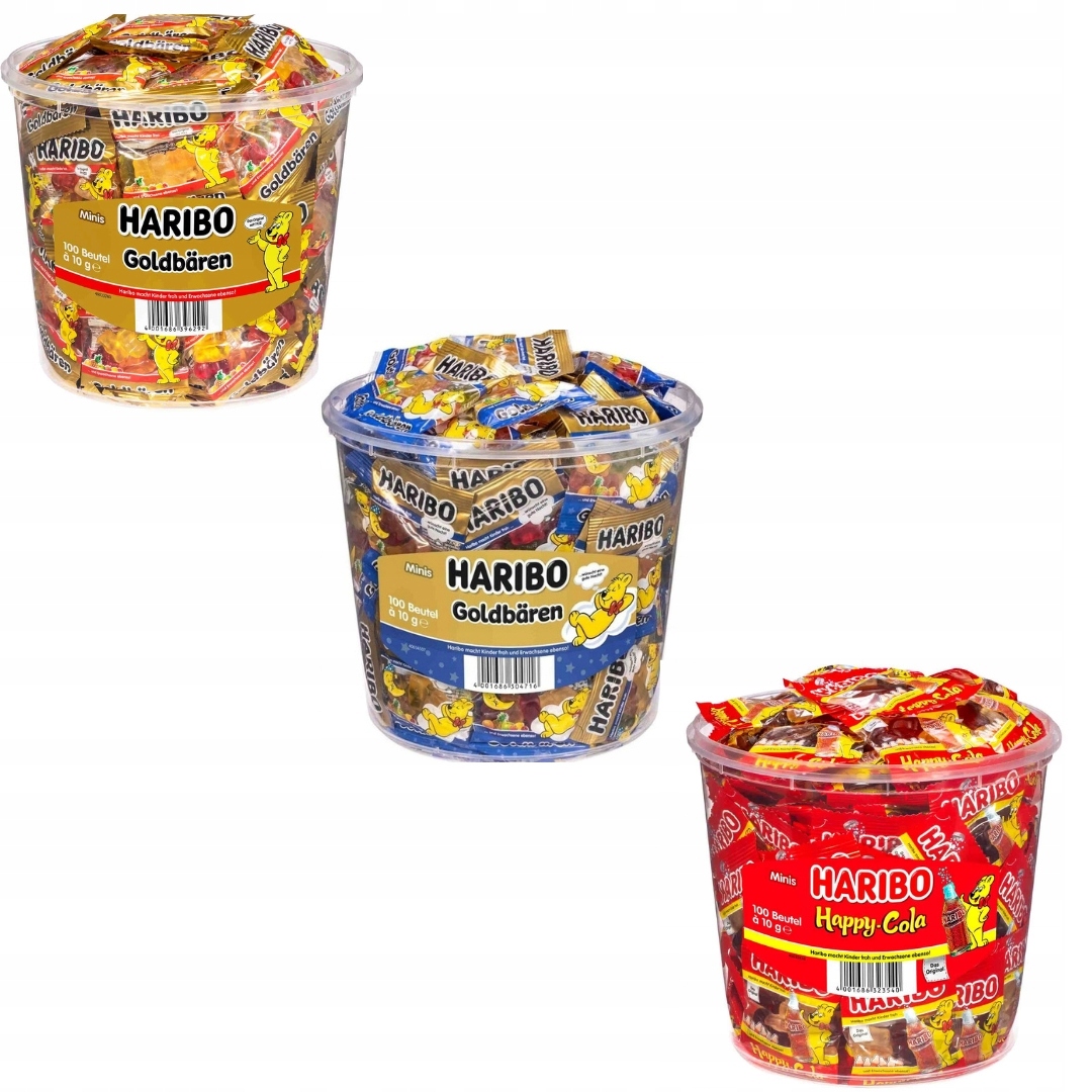 Zestaw 3 smaków żelek Goldbaren,Cola, Gute-Nacht mini 300x10g 3kg Haribo