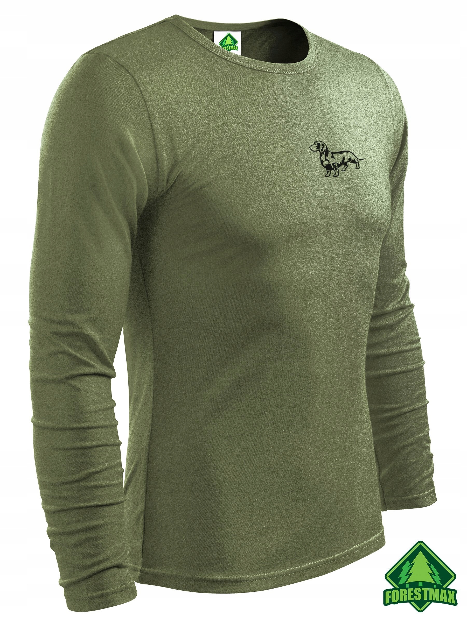 Koszulka bawełniana khaki longsleeve wzór Jamnik Marka inna