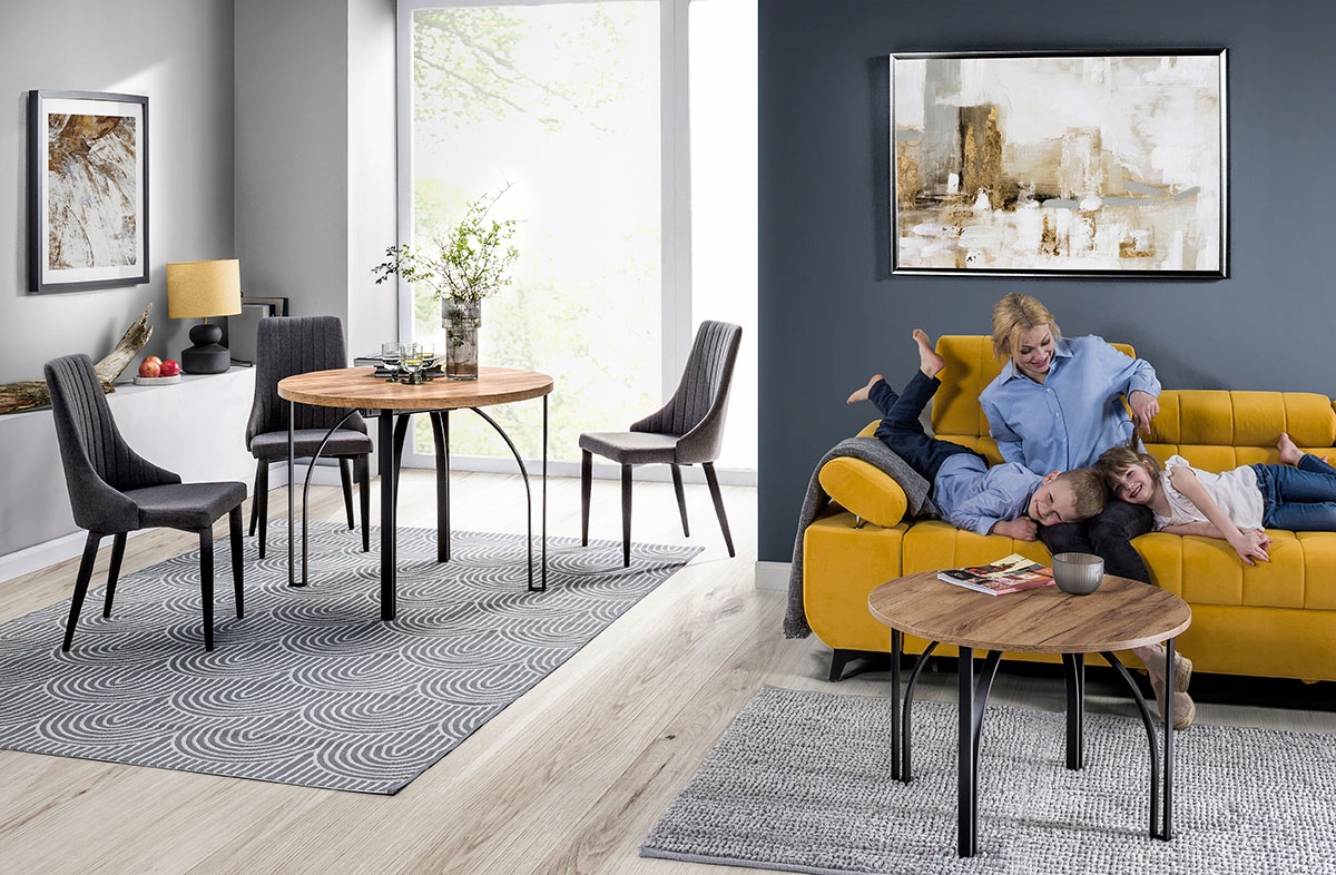 Stół rozkładany loft okrągły 100/180 THOR Maksymalna długość rozłożonego stołu 180 cm