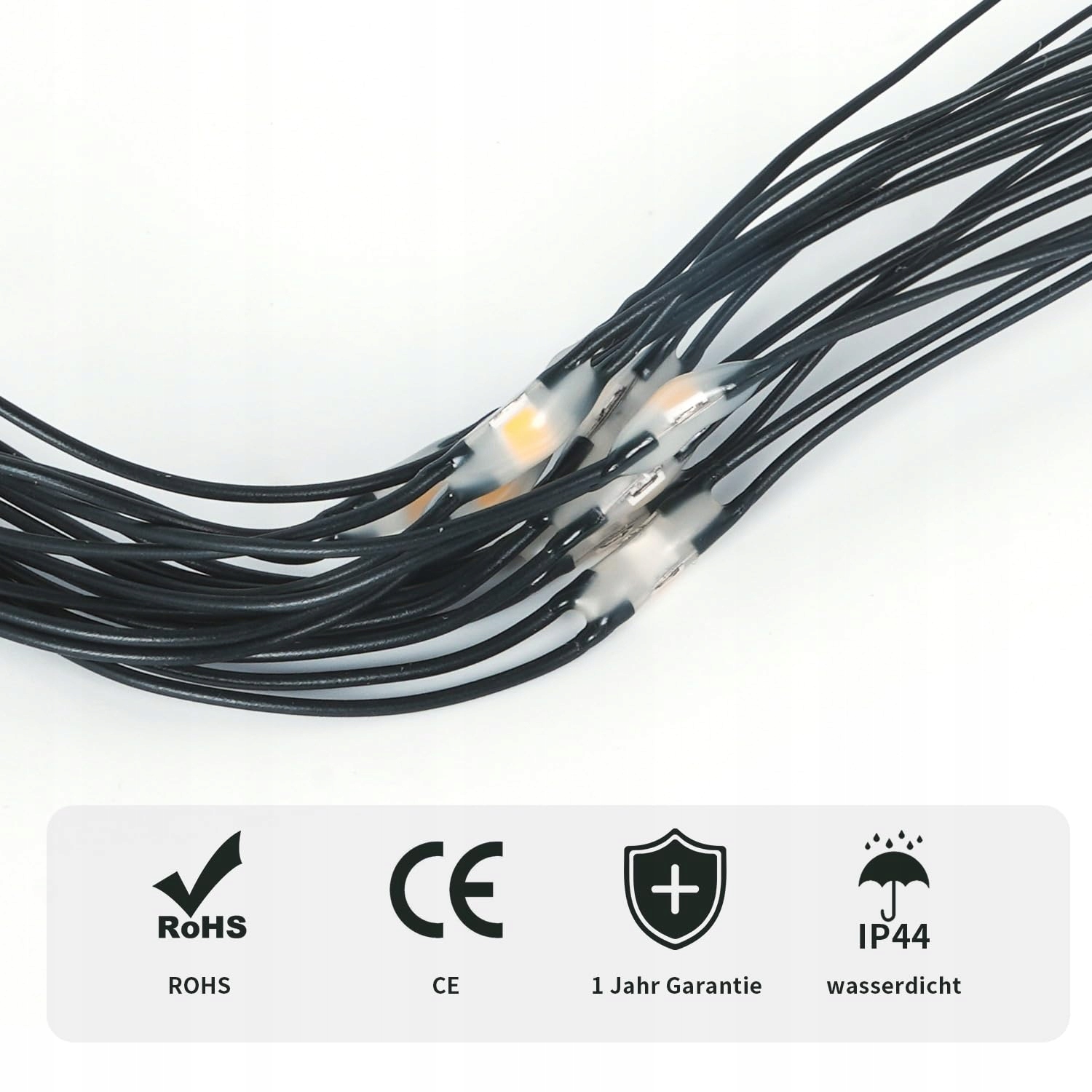 GRESONIC Siatka Świateł Dekoracyjnych Oświetlenie Zewnętrzne Lampki 96 LED — miniatura 6