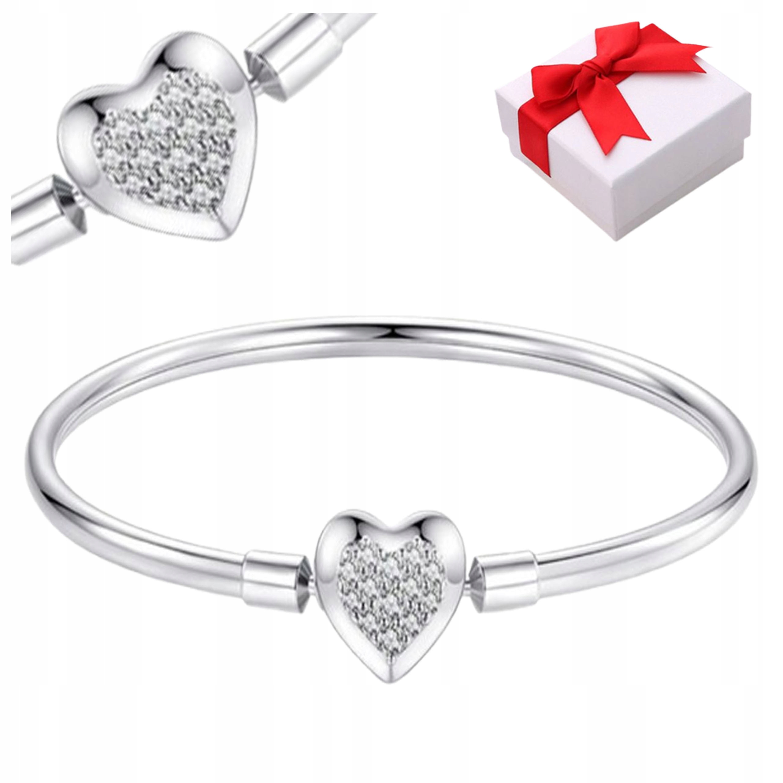 Modulární Náramek Základna Náramku přívěsky Stříbro srdce s925 1 9 Cm