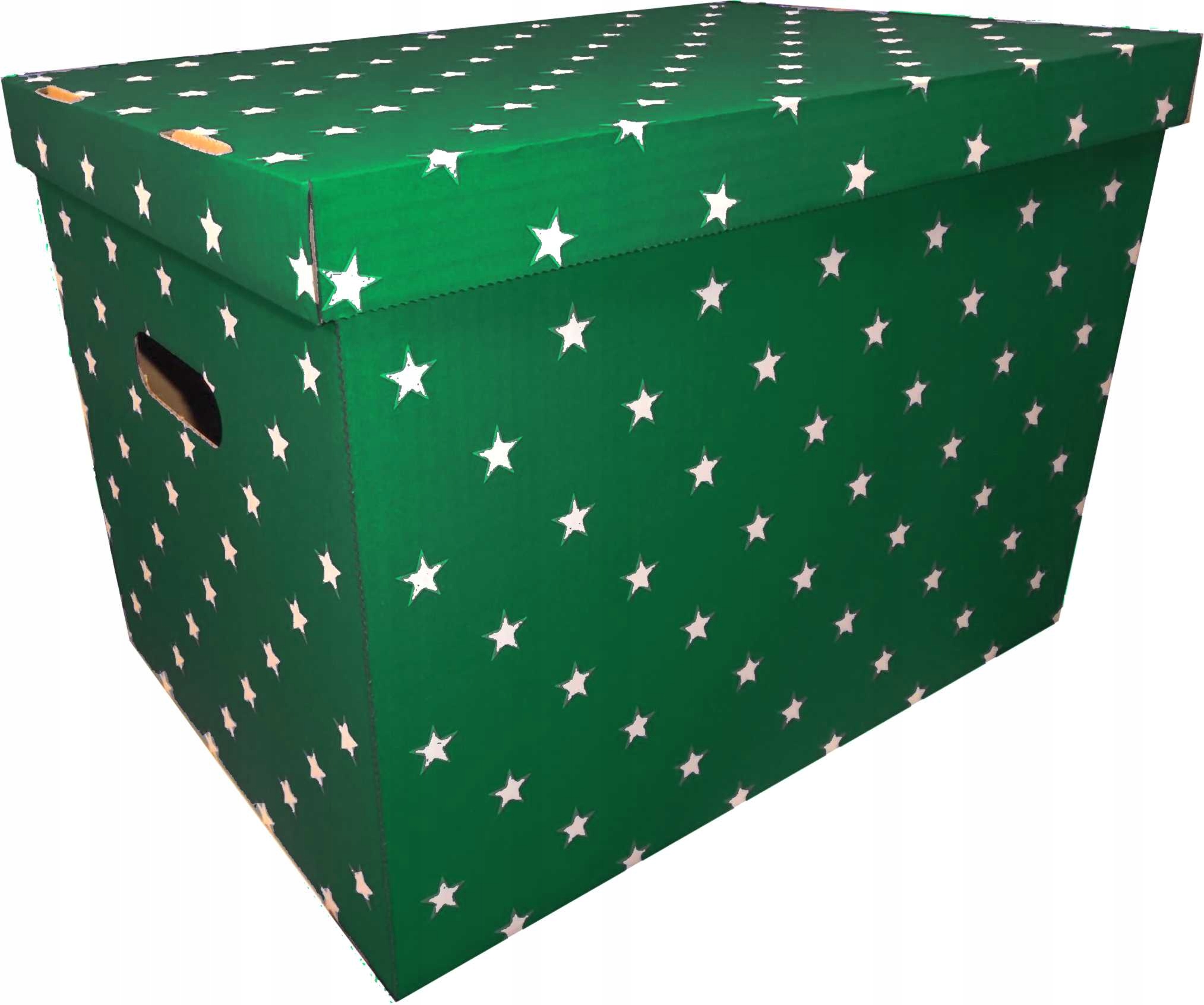 

Pudełko Ozdobne 460x320x325 Gwiazdki Zielone