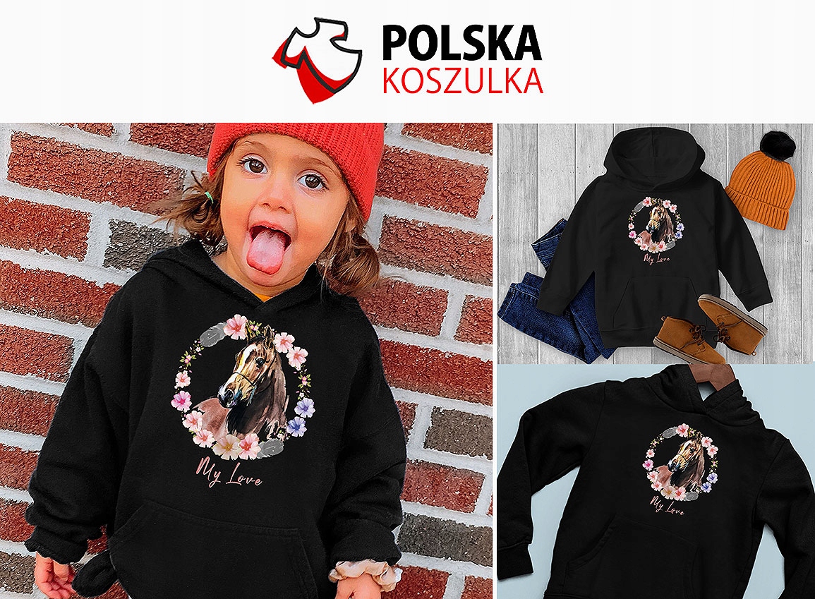BLUZA Z KAPTUREM DZIECIĘCA DLA DZIECI KONIE 140 PREZENT JAKOŚĆ Marka Inna marka