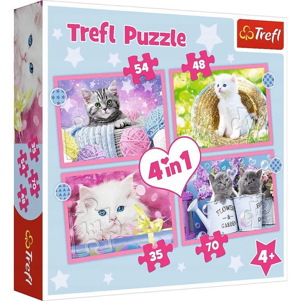 

Puzzle 4 W 1 Zabawne Kotki Koty 4 układanki